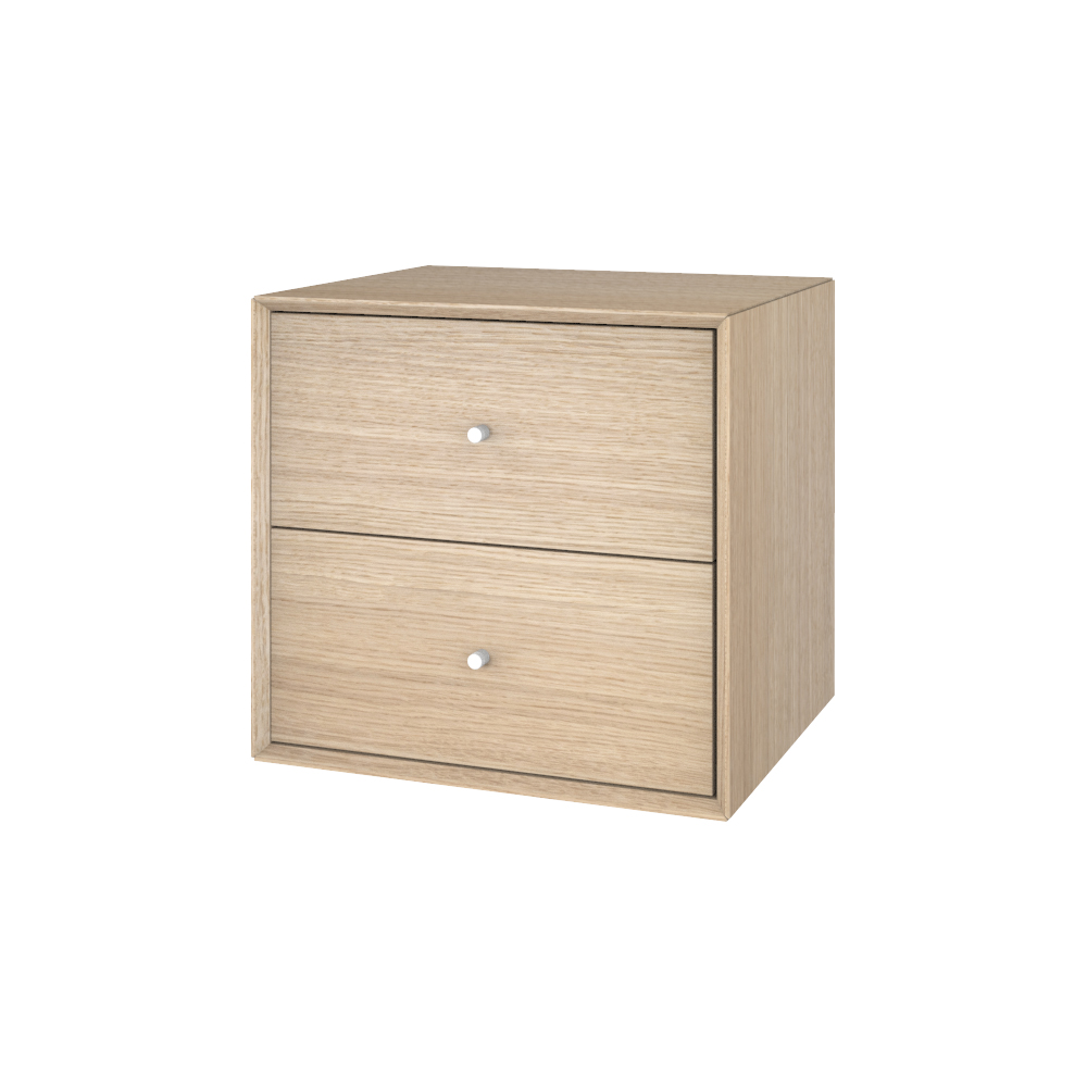 Se The Wood Box 37 Væghængt sengebord i hvidolieret eg med 2 skuffer hos Storage And Shelves